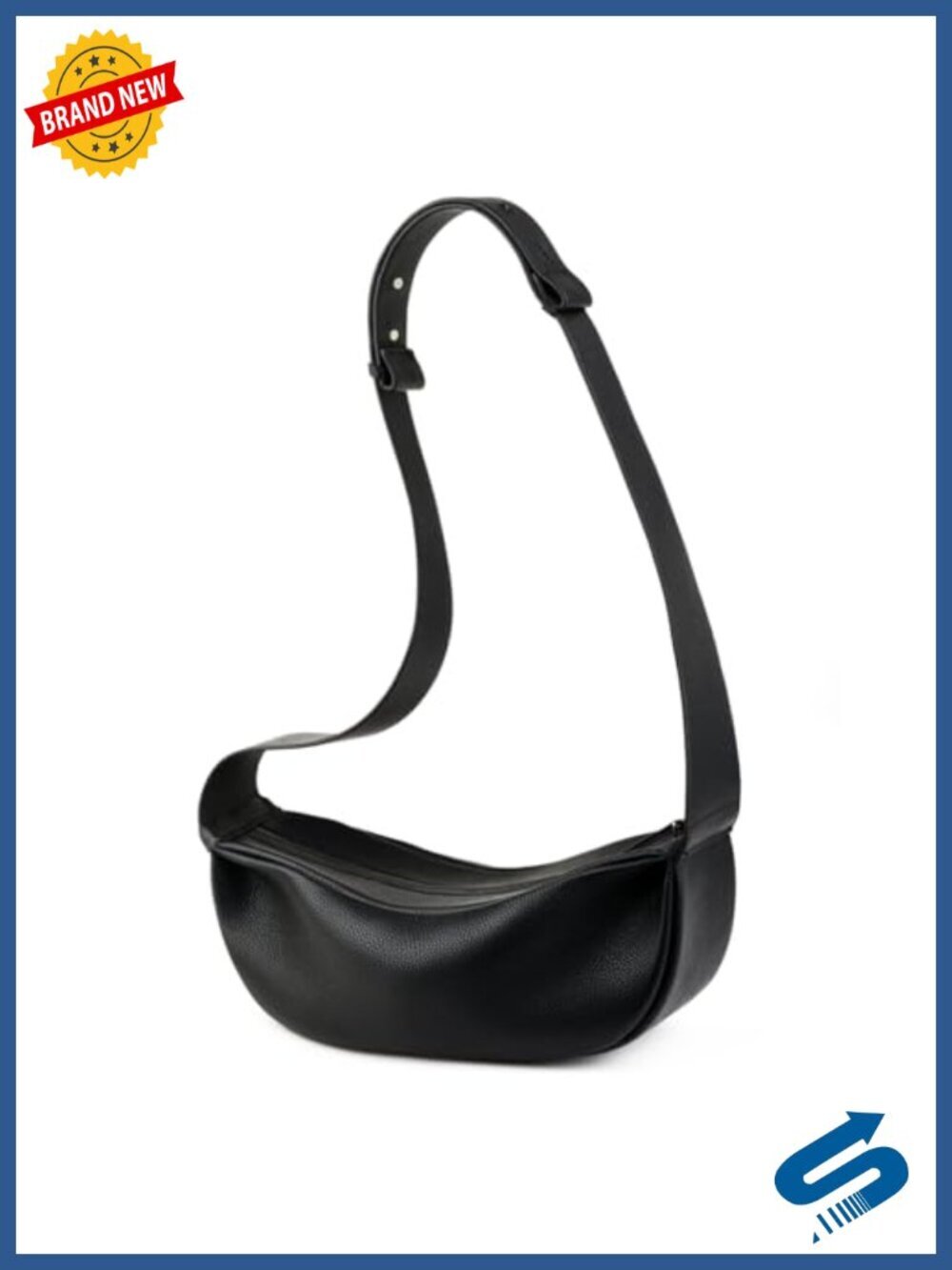 Genuine Leather Sling Bag Crossbody Hobo with Wide Strap Minimalist